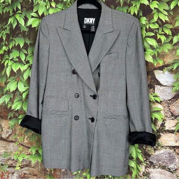 DKNY Plaid Houndstooth Asymmetric Blazer, 10 - Picture 6 of 13